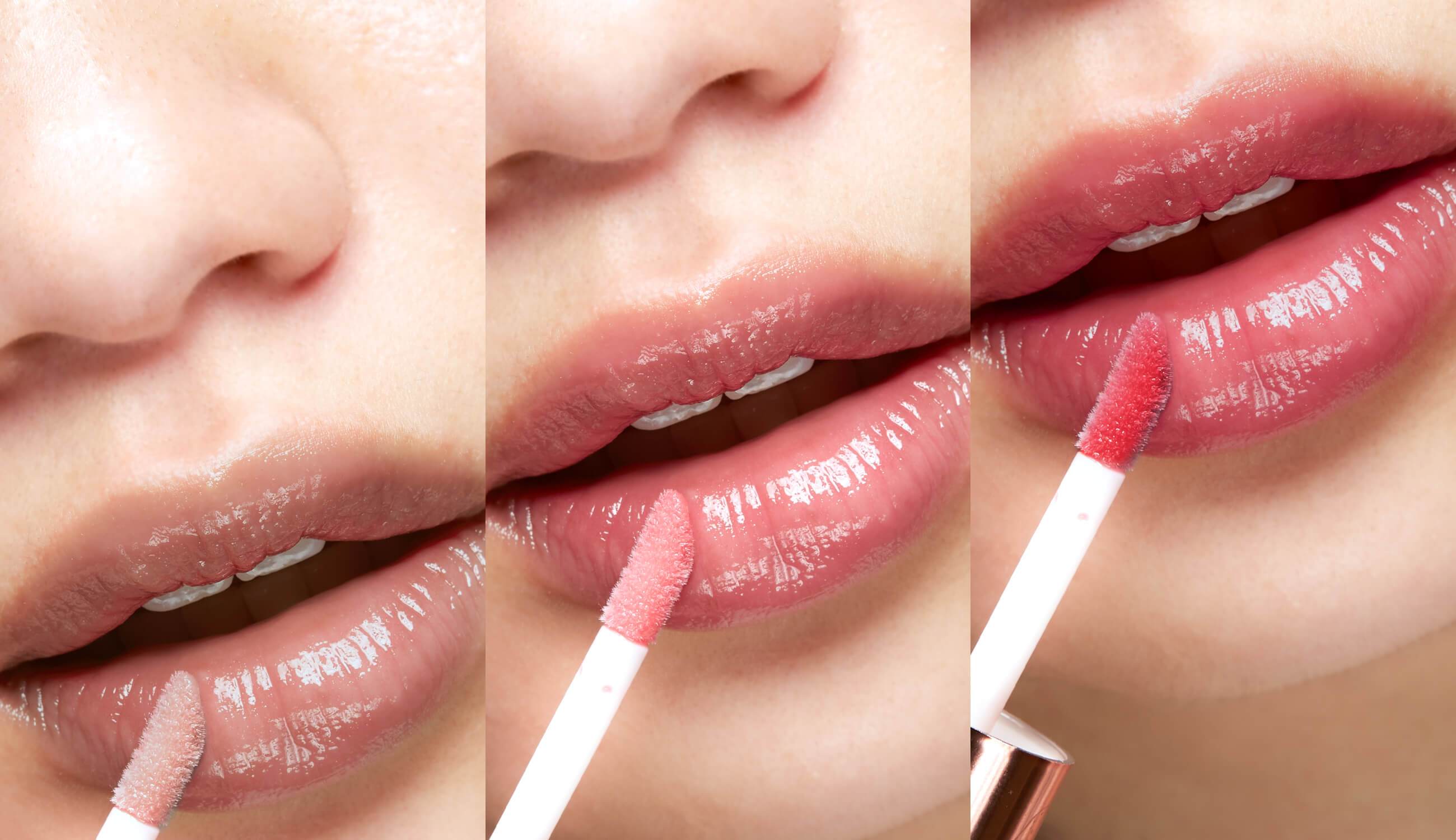 Natürlicher Lip Gloss aufgetragen