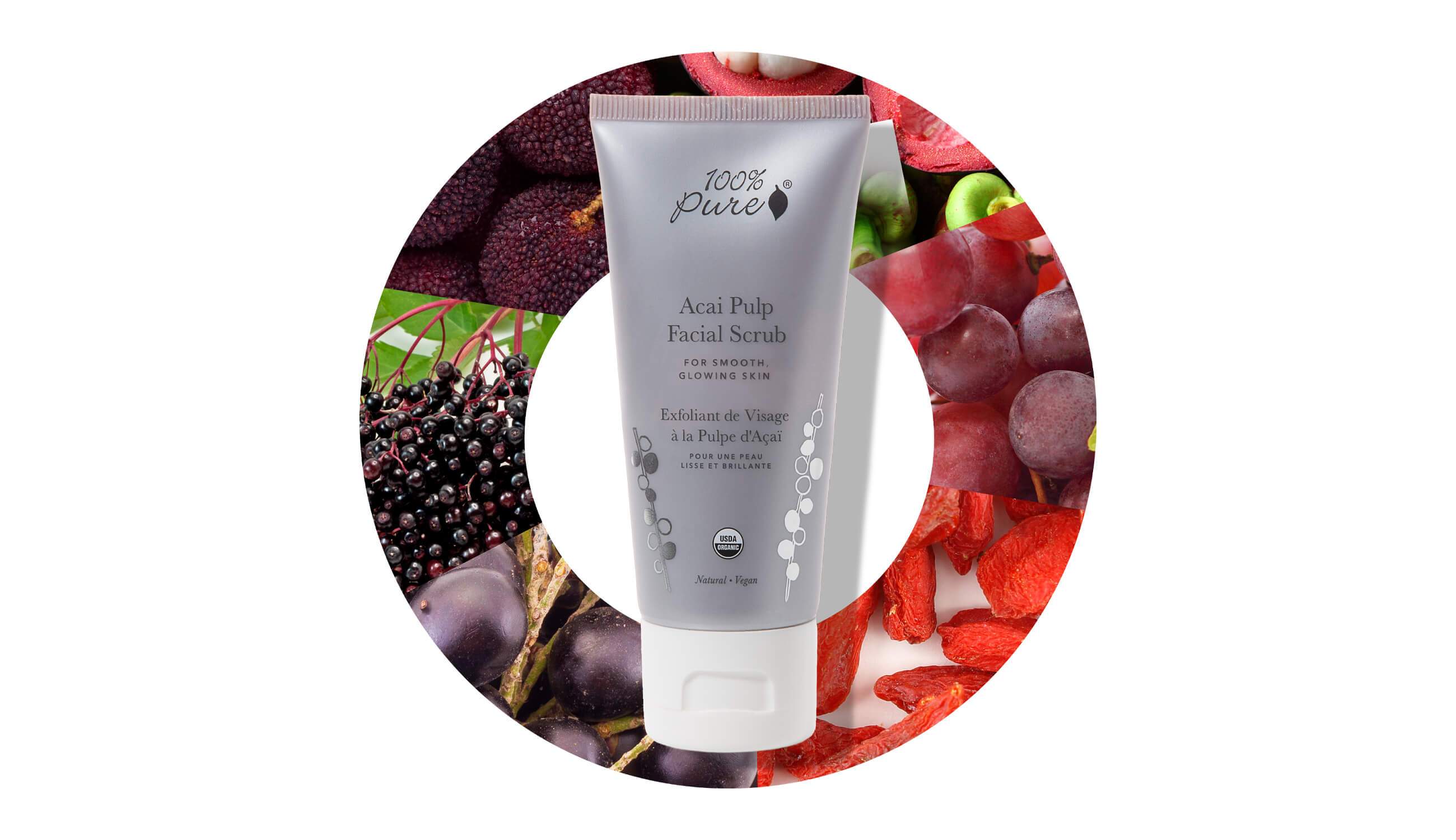100% Pure Hautpflege Vitamine Acai Pulp Facial Scrub